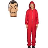 Verkleed set  overall rood voor dames maat L- masker La casa de Papel