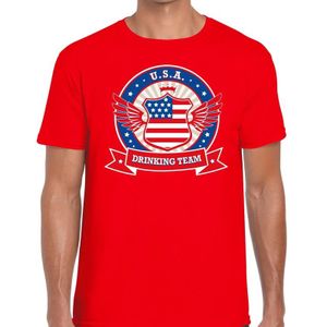 Rood USA drinking team t-shirt rood heren -  Amerika kleding