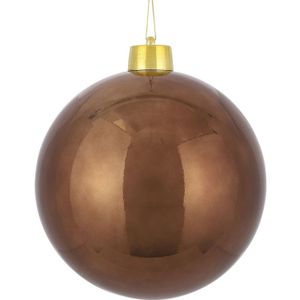 House of Seasons grote kerstbal - kastanje bruin - D25 cm - kunststof - mega kerstballen