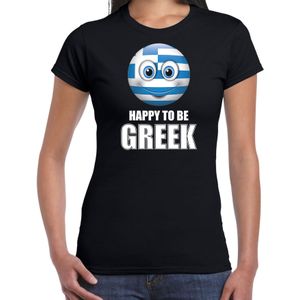 Griekenland Happy to be Greek landen t-shirt met emoticon - zwart - dames -  Griekenland landen shirt met Griekse vlag - EK / WK / Olympische spelen outfit / kleding