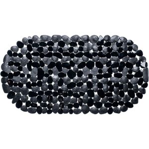 Zwarte anti-slip badmat 68 x 35 cm ovaal - Badkuip mat - Schimmelbestendig - Anti-slip grip mat voor douche/bad