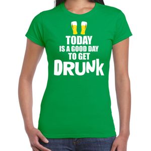 Groen fun t-shirt good day to get drunk  - dames - St Patricks day / festival shirt / outfit / kleding