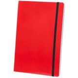 Set van 4x stuks notitieblokje rood met zachte kaft en elastiek A5 formaat - 80x lijntjes paginas - opschrijfboekjes