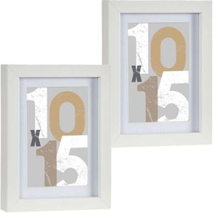 2x stuks houten fotolijst wit geschikt voor een foto van 10 x 15 cm of 13 x 18 cm