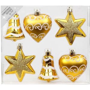 12x stuks kunststof kersthangers figuurtjes goud 9 cm kerstornamenten - Kunststof ornamenten kerstversiering