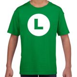 Luigi loodgieter verkleed t-shirt groen voor kinderen - carnaval / feest shirt kleding / kostuum