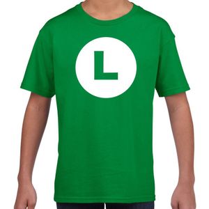 Luigi loodgieter verkleed t-shirt groen voor kinderen - carnaval / feest shirt kleding / kostuum