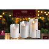 Kaarsen set van 3x stuks led stompkaarsen zilver met afstandsbediening - Woondecoratie - Elektrische kaarsen