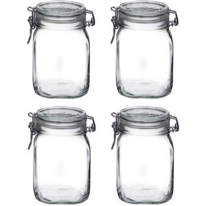 14x stuks glazen weckpotten 1 Liter - Bewaarpotten - Klempotten voor conserven - Keuken artikelen voedsel bewaren