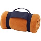 10x Fleece dekens/plaids oranje met afneembaar handvat 160 x 130 cm - Woondeken - Fleecedekens