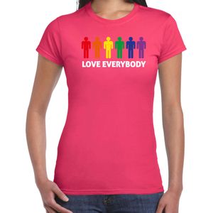Bellatio Decorations Gay Pride shirt - love everybody - regenboog - dames - roze