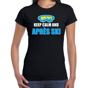 Bellatio Decorations Apres-ski t-shirt wintersport Keep calm - zwart - dames