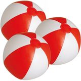 6x stuks opblaasbare zwembad strandballen plastic rood/wit 28 cm - Strand buiten zwembad speelgoed