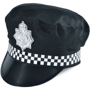 Rubies Politie/agent verkleed helm - zwart - kunststof - voor volwassenen- Verkleed accessoires/helmen