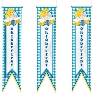 3x Oktoberfest vlaggen banners/wimpels 180 cm - Bierfeest/beieren versiering - Wand/muur/deur decoratie