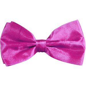Partychimp Carnaval verkleed vlinderstrikje zijdeglans - fuchsia roze - polyester - heren/dames