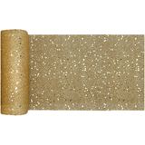 Santex Kerstdiner glitter tafelloper smal op rol - 2x - goud - 18 x 500 cm - polyester