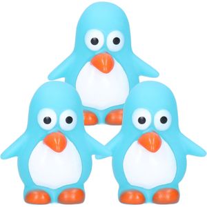 Rubber badeendje/pinguin - 3x - Classic blauw - badkamer fun artikelen - size 6 cm - kunststof - water speelgoed pinguins