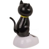 Out of the Blue - Solar bewegend katje - zwart 12 cm - Huis katten beeldjes/cadeau