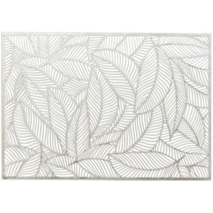 12x Placemats/onderleggers zilveren bladeren 30 x 45 cm - Tafel dekken - Zilveren tafeldecoratie