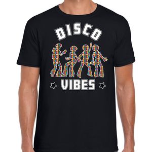 Bellatio Decorations disco verkleed t-shirt heren - jaren 80 feest outfit - disco vibes - zwart