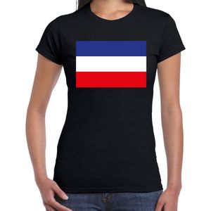 Boerenprotest vlag t-shirt - zwart - dames - NL vlag onderste boven - boeren protest/ actie voeren/ demonstratie