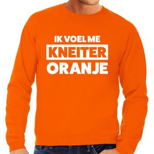 Oranje tekst sweater Ik voel me kneiter oranje voor heren -  Koningsdag kleding