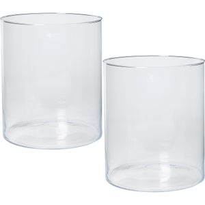 Set van 2x stuks transparante home-basics Cilinder vaas/vazen van glas 30 x 35 cm - Bloemen/boeketten - binnen gebruik