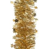 Kerstversiering kunststof kerstballen 5-6-8 cm met ster piek en folieslingers pakket goud van 35x stuks - Kerstboomversiering