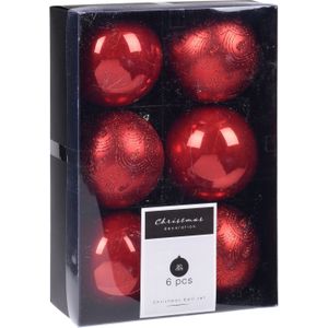 12x Kerstboomversiering luxe kunststof kerstballen rood 8 cm - Kerstversiering/kerstdecoratie rood
