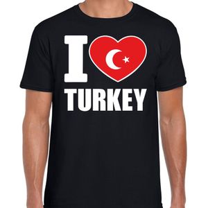 I love Turkey t-shirt zwart voor heren - Turks landen shirt -  Turkije supporter kleding