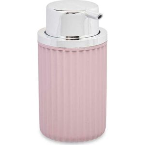 Berilo zeeppompje/dispenser Roma - roze/zilver - kunststof - 8 x 15 cm - 420 ml - badkamer/toilet/keuken
