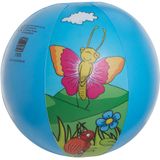 Blauwe/bloemen opblaasbare strandbal 29 cm speelgoed - Buitenspeelgoed strandballen - Opblaasballen - Waterspeelgoed
