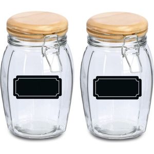 Weckpotten/inmaakpotten - 4x - 1.2L - glas - met beugelsluiting - incl. etiketten
