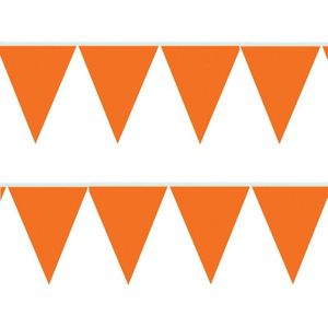 5x stuks oranje vlaggenlijn slinger 5 meter - EK/WK - Koningsdag oranje supporter artikelen
