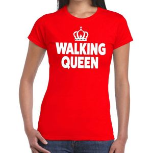 Walking Queen t-shirt rood dames - feest shirts dames - wandel/avondvierdaagse kleding