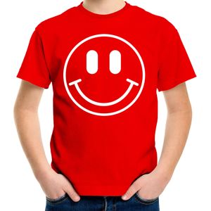 Bellatio Decorations Verkleed shirt jongens - smiley - rood - carnaval - feestkleding voor kinderen