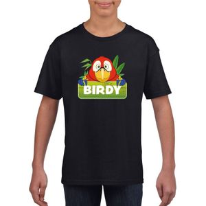 Birdy de papegaai t-shirt zwart voor kinderen - unisex - papegaaien shirt - kinderkleding / kleding