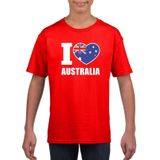 Rood I love Australie supporter shirt kinderen - Australisch shirt jongens en meisjes