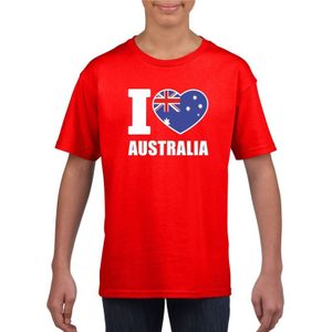 Rood I love Australie supporter shirt kinderen - Australisch shirt jongens en meisjes