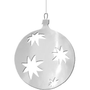 Kerstbal hangdecoratie zilver 30 cm van karton - Kerstversiering - Kerstdecoratie