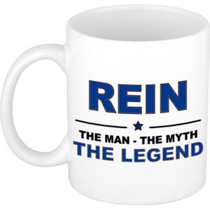 Naam cadeau Rein - The man, The myth the legend koffie mok / beker 300 ml - naam/namen mokken - Cadeau voor o.a  verjaardag/ vaderdag/ pensioen/ geslaagd/ bedankt