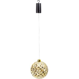 IKO verlichte kerstbal kunststof - goud - aan draad - D15 cm - led lampjes - warm wit