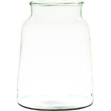 Transparante/grijze stijlvolle vaas/vazen van gerecycled glas 23 x 19 cm - Bloemen/boeketten vaas voor binnen gebruik