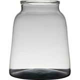 Transparante/grijze stijlvolle vaas/vazen van gerecycled glas 23 x 19 cm - Bloemen/boeketten vaas voor binnen gebruik