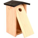 Houten vogelhuisje/nesthuisje koolmees 28.3 cm met kijkluik - Vurenhouten vogelhuisjes tuindecoraties - Vogelnestje voor kleine tuinvogeltjes
