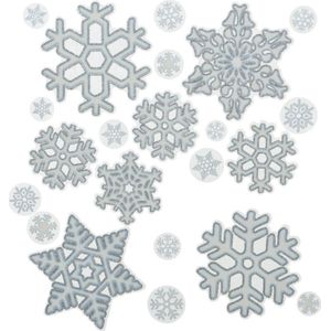 Kerst raamstickers - 2x st - 30 x 46 cm - raamdecoratie sneeuwvlok plaatjes