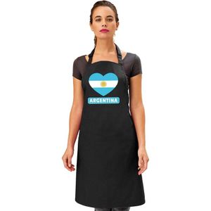 Argentinie hart vlag barbecueschort/ keukenschort zwart