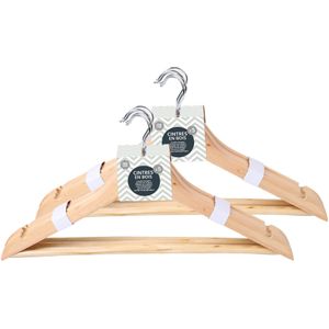 Urban Living Kledinghangers - met inkepingen en beugel - 10x - hout - 43 x 22 cm