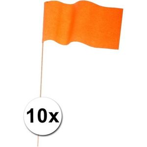 10 oranje papieren zwaaivlaggetjes
